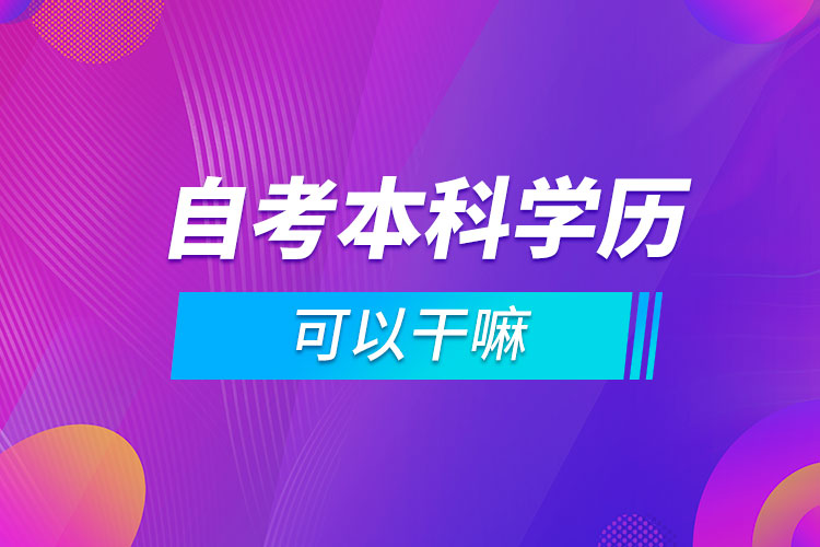 自考本科學歷可以干嘛