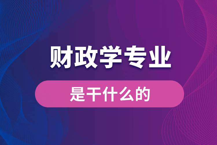 財政學專業(yè)是干什么的