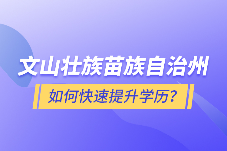 文山壯族苗族自治州如何快速提升學(xué)歷？