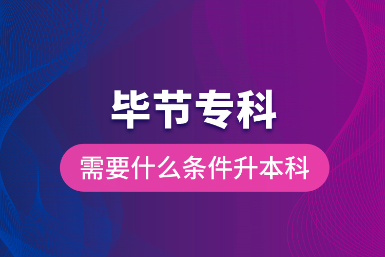 畢節(jié)?？菩枰裁礂l件升本科？